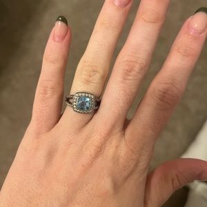 Open to Offers! David Yurman Petite Albion Ring SS with Blue Topaz and Diamonds